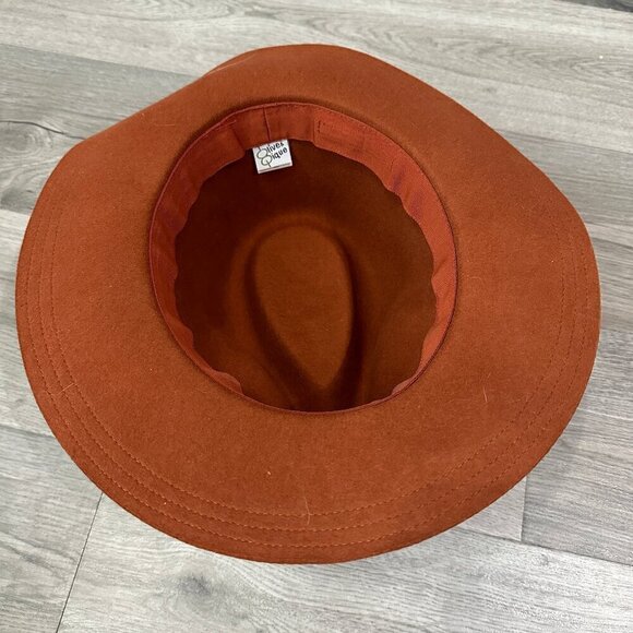 Olive & Pique  100% Wool  Wide Brim Hat One Size Rust Brown - Picture 3 of 5